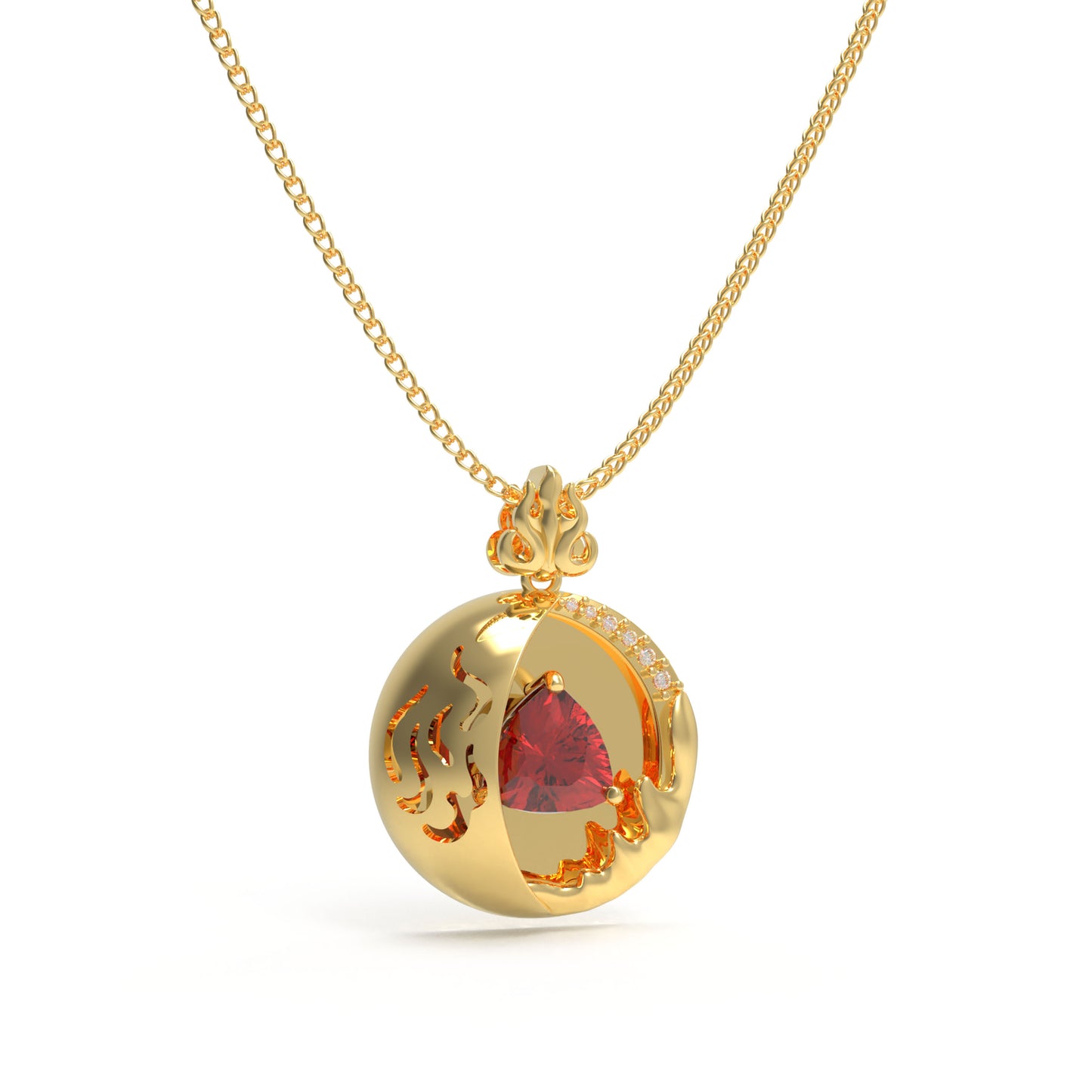 Lab-Grown 1CT Ruby Pendant Necklace with 6 VVS1-VVS2 D-E Color Diamonds, 10K/14K White/Yellow/Rose Gold & Platinum, Ideal Gift for Anniversary/Valentine’s Day/Christmas
