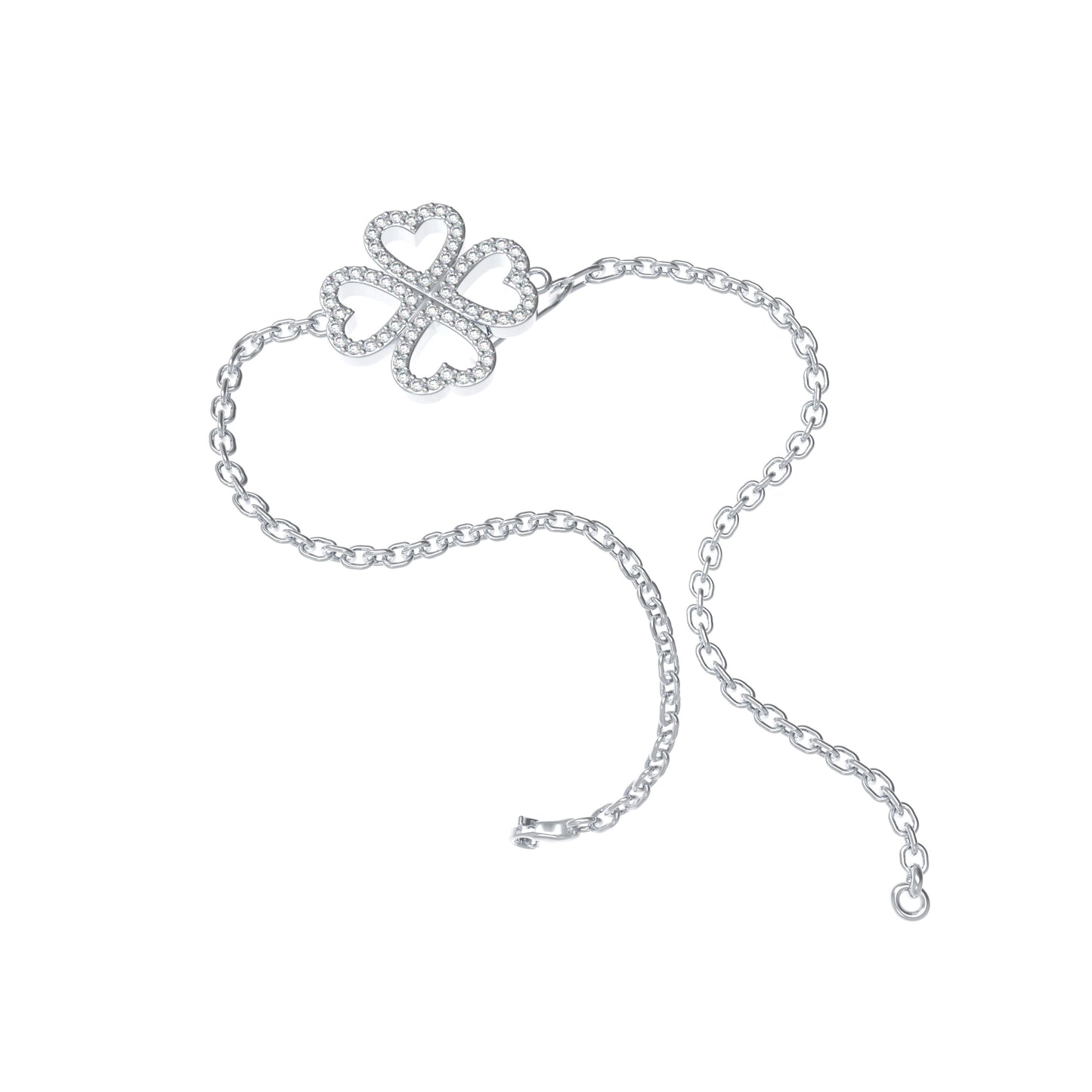 0.4CT Lab Grown Diamond Heart Lucky Bracelet, 10K/14K White Gold & 950 Platinum Hypoallergenic Dainty Jewelry Gift for Women
