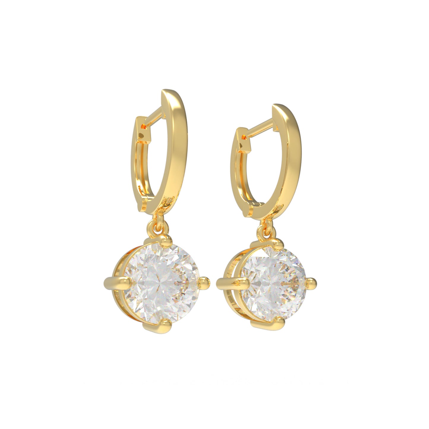 Handmade Dangle Earrings with Lab - Grown Diamonds (0.5CT/1CT per Stone, 2 Stones), 9K/14K/18K White Gold/Yellow Gold/Rose Gold & Platinum Optional