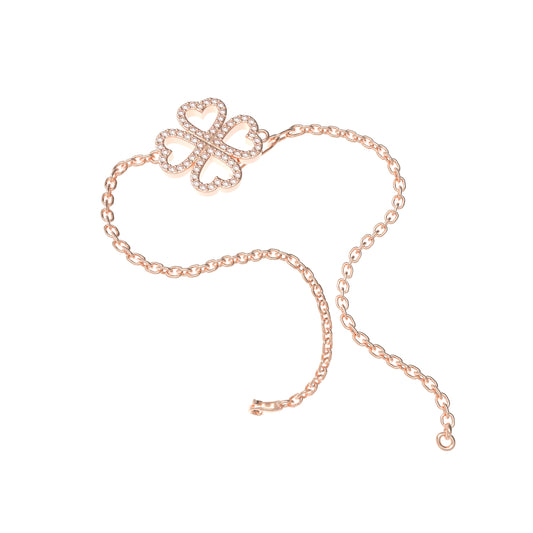 0.4CT Lab Grown Diamond Heart Lucky Bracelet, 10K/14K Solid Rose Gold Hypoallergenic Dainty Bracelet, Jewelry Gift for Women Anniversary Holiday Birthday