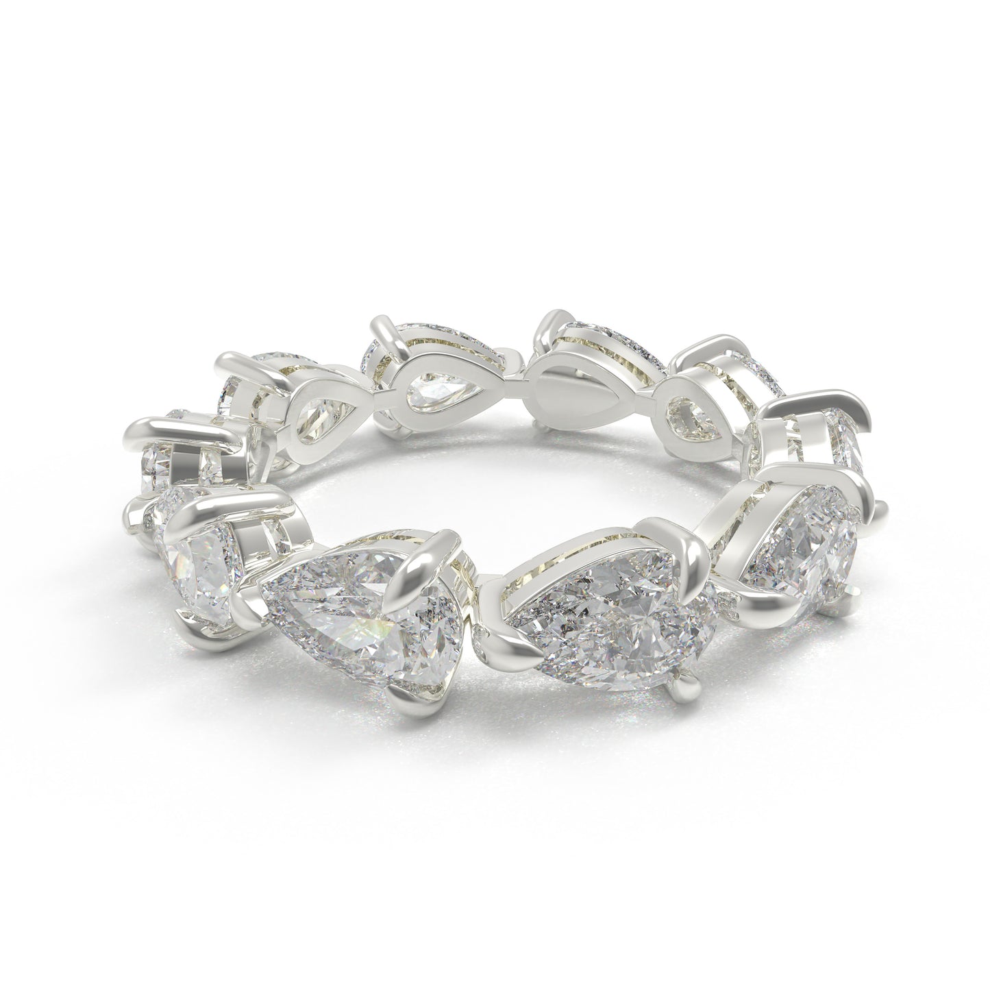 Pear Cut Moissanite Eternity Ring Sterling Silver Wedding Band