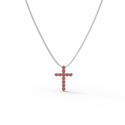 925 Sterling Silver Pendant Necklace with 1ct Lab-Created Rubies (11 Round 3mm) - 450mm Chain, Anniversary & Valentine's Day Gift for Her