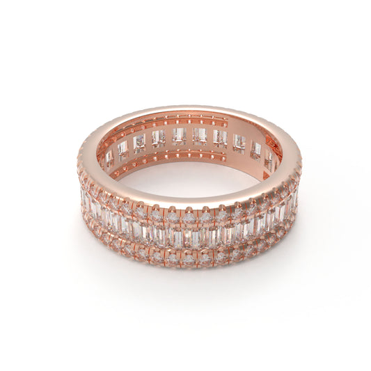 10K/14K/18K Rose Gold 1CT Round & 2CT Eternity Ring with Fancy Cut Lab Grown Diamonds (D-E Color, VVS1-VVS2 Clarity) - Ideal for Wedding, Proposal, Anniversary