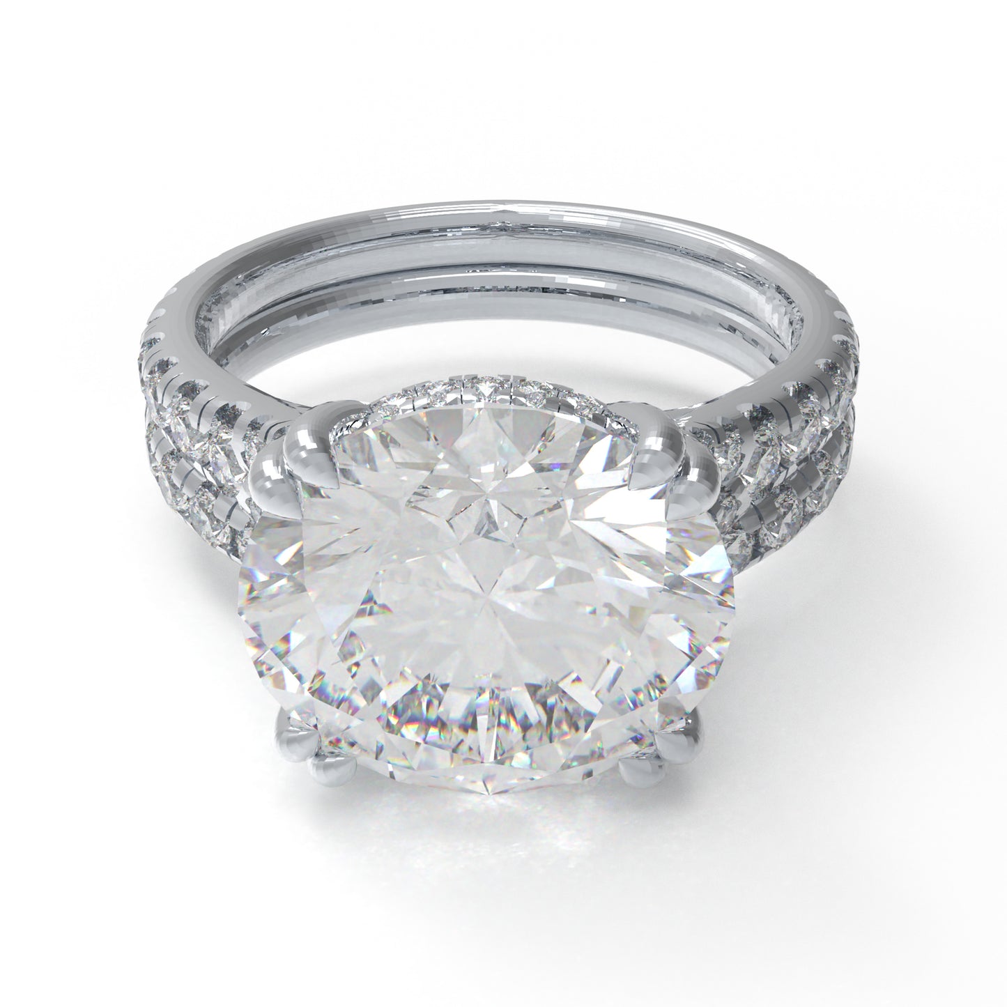 5ct VS1 Lab Diamond 950 Platinum Engagement Ring & Curved Wedding Band Set