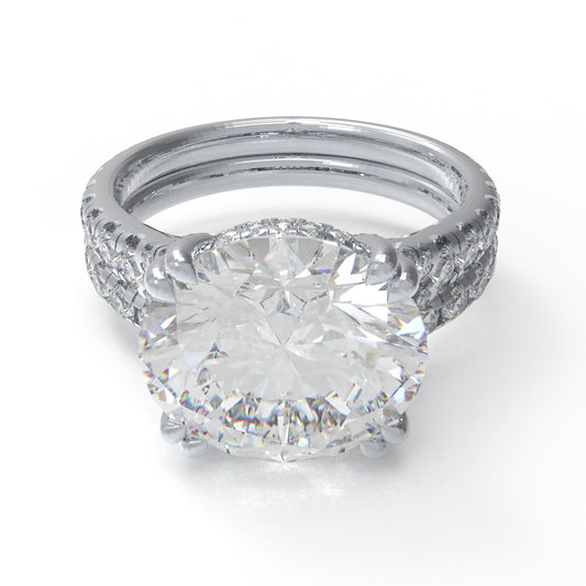 5ct VS1 Lab Diamond 950 Platinum Engagement Ring & Curved Wedding Band Set