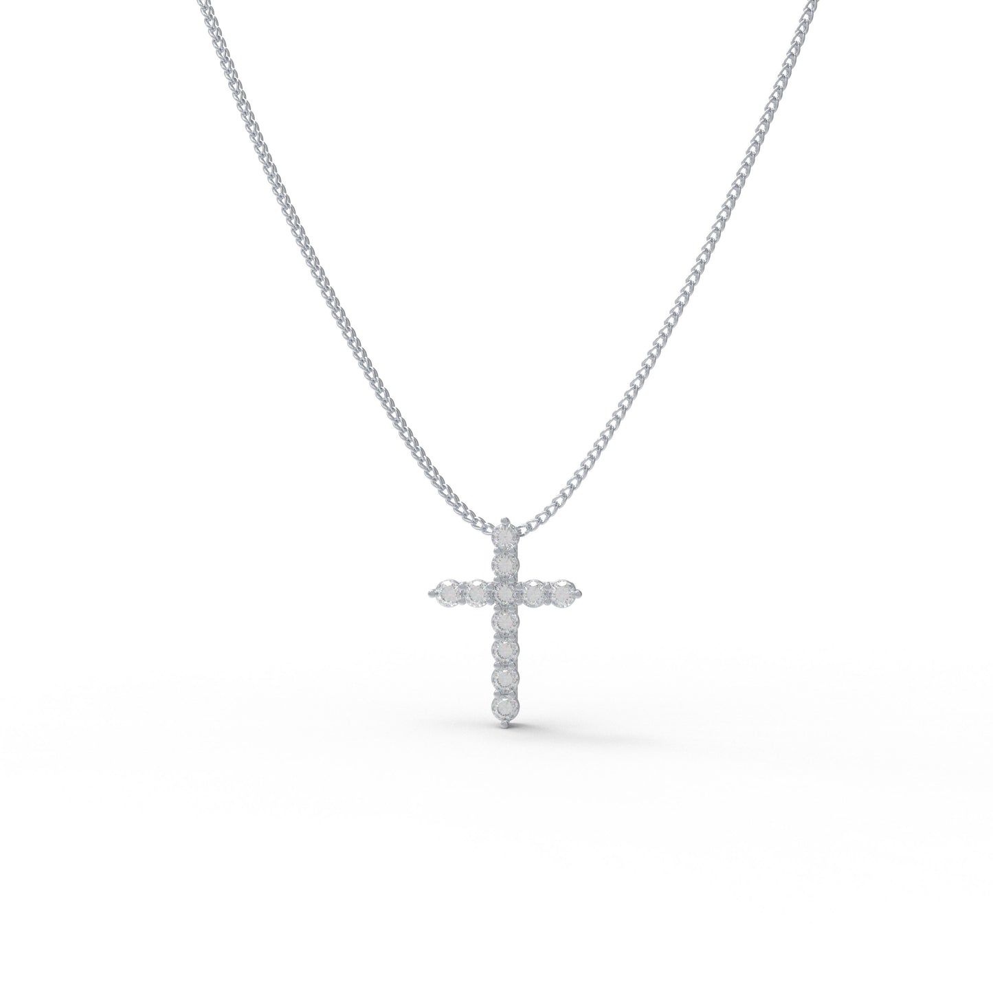 925 Sterling Silver Cross Pendant Necklace with 0.7ct Moissanite, 11 Stones of 3mm Diameter, Perfect Gift for Women, Girlfriend, Wife, Mom on Birthday, Anniversary, Mother's Day
