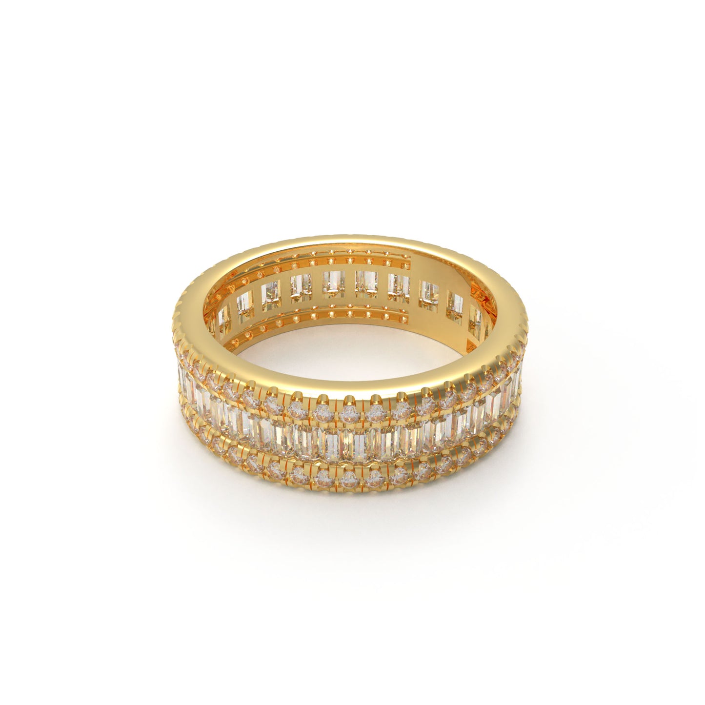 10K/14K/18K Yellow Gold 1CT Round & 2CT Eternity Ring with Fancy Cut Lab Grown Diamonds (D-E Color, VVS1-VVS2 Clarity) - Ideal for Wedding, Proposal, Anniversary