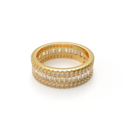 10K/14K/18K Yellow Gold 1CT Round & 2CT Eternity Ring with Fancy Cut Lab Grown Diamonds (D-E Color, VVS1-VVS2 Clarity) - Ideal for Wedding, Proposal, Anniversary