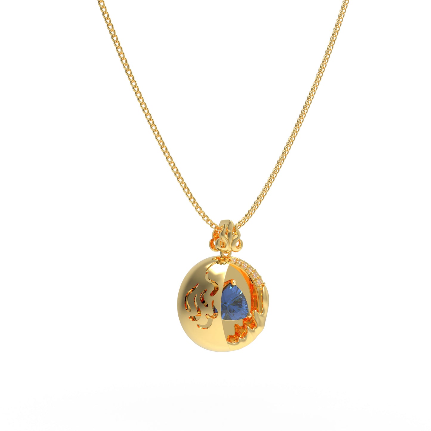 Lab-Grown 1CT Sapphire Pendant Necklace with 6 VVS1-VVS2 D-E Color Diamonds, 10K/14K White/Yellow/Rose Gold & Platinum, Ideal Gift for Anniversary/Valentine’s Day/Christmas