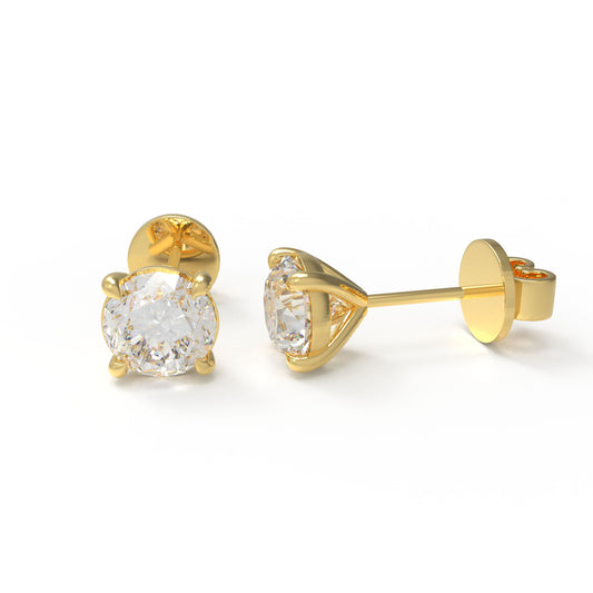 Lab-Grown Diamond Stud Earrings for Women, 0.5ct/1ct D-E VVS1-VVS2, 10K/14K Yellow Gold, Gift for Her