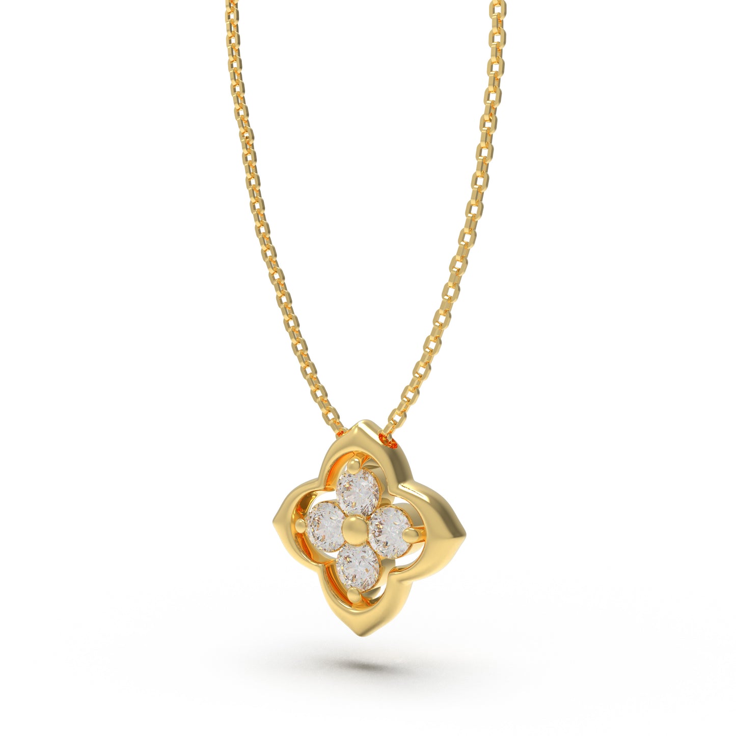 Women's Yellow Gold Pendant Necklace, 0.4ct Lab-Grown Diamond, Song Dynasty Aesthetics Jewelry, Ideal Gift for Sister, Mother, Lover, Client