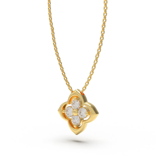 Women's Yellow Gold Pendant Necklace, 0.4ct Lab-Grown Diamond, Song Dynasty Aesthetics Jewelry, Ideal Gift for Sister, Mother, Lover, Client