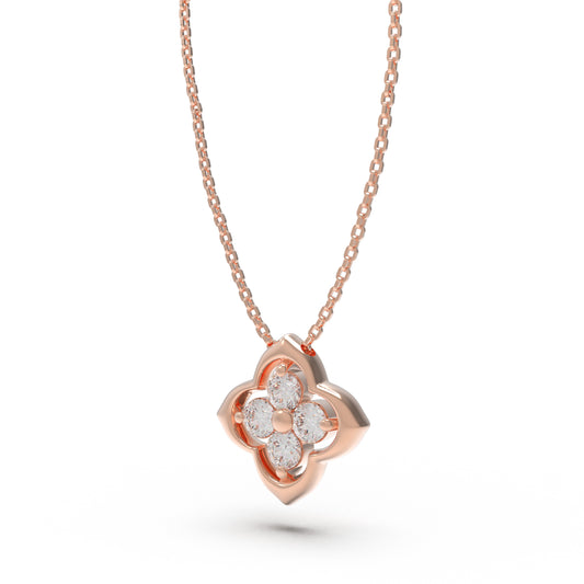 Women's Rose Gold Pendant Necklace, 0.4ct Lab-Grown Diamond, Song Dynasty Aesthetics Jewelry, Ideal Gift for Sister, Mother, Lover, Client