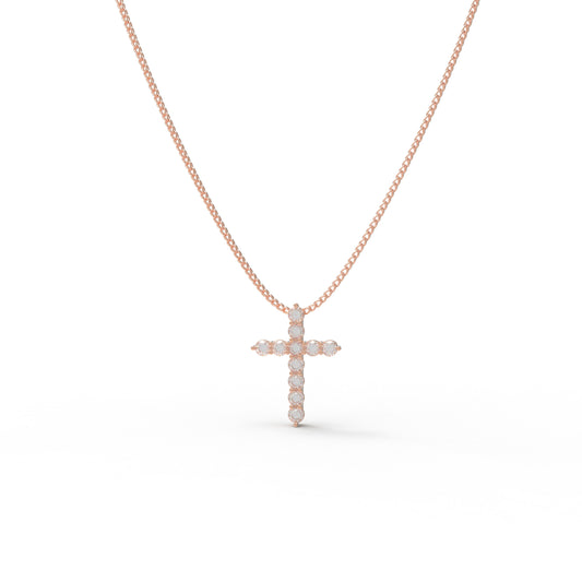10K/14K Rose Gold Pendant Necklace with 1ct Lab-Created Diamonds (11 Round 3mm, VVS1-VVS2 D-E) - 450mm Chain, Gift for Her