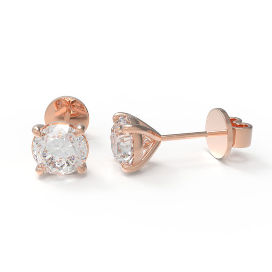 Lab-Grown Diamond Stud Earrings for Women, 0.5ct/1ct D-E VVS1-VVS2, 10K/14K/18K Rose Gold, Gift for Her