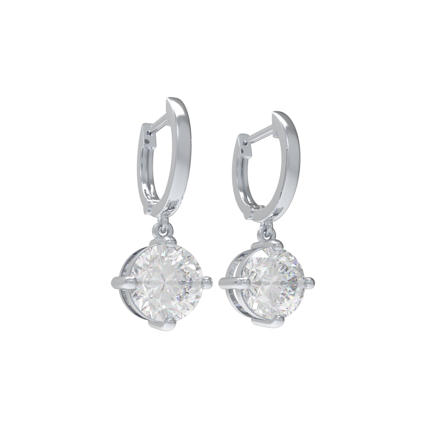 Handmade Dangle Earrings with Lab - Grown Diamonds (0.5CT/1CT per Stone, 2 Stones), 9K/14K/18K White Gold/Yellow Gold/Rose Gold & Platinum Optional