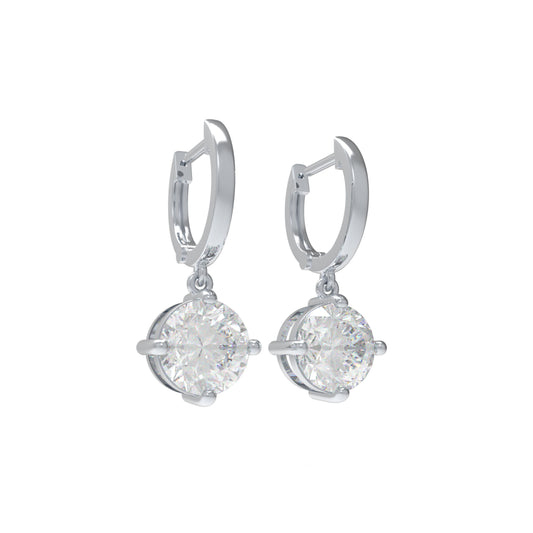 Handmade Dangle Earrings with Lab - Grown Diamonds (0.5CT/1CT per Stone, 2 Stones), 9K/14K/18K White Gold/Yellow Gold/Rose Gold & Platinum Optional