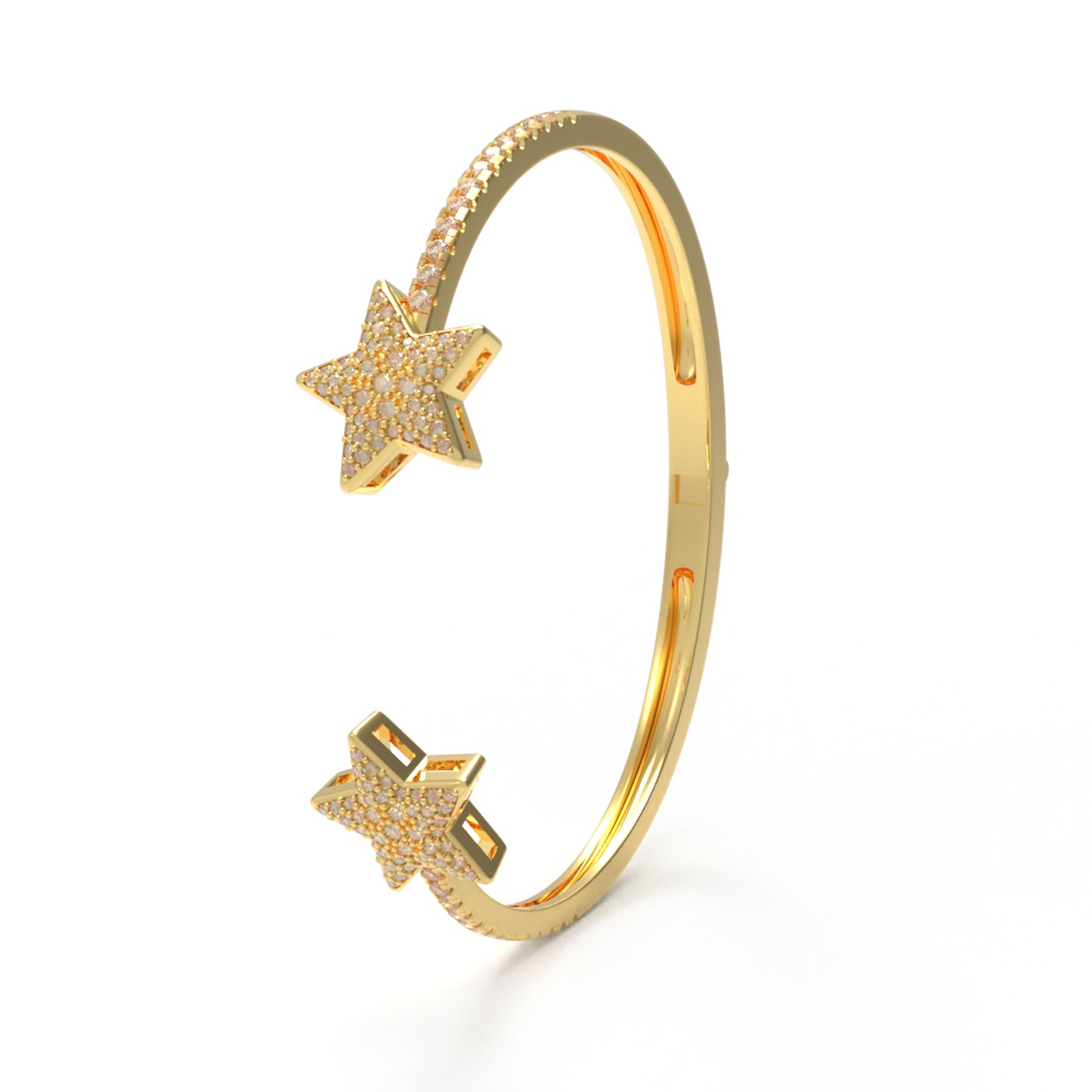 10K/14K Yellow Gold 5-Star Bracelet with 128 Lab-Grown Diamonds (VVS1-VVS2, D-E) | Stackable Fine Jewelry Gift for Women, Anniversary, Mother's Day, Christmas