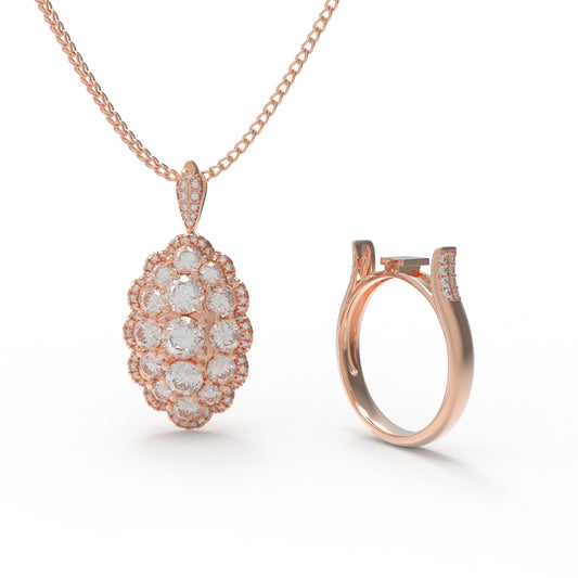 3CT Lab-Grown Diamond 2-in-1 Ring & Pendant Necklace in 10K/14K Rose Gold