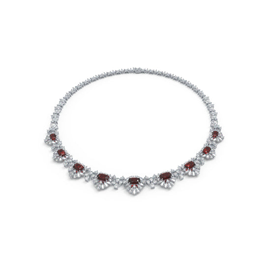 Luxury Handmade Necklace with 16ct Cultured Main Stones & 20ct 432pcs Fancy Shaped Cultured Diamonds, 9K/14K/18K White Gold & Platinum Optional