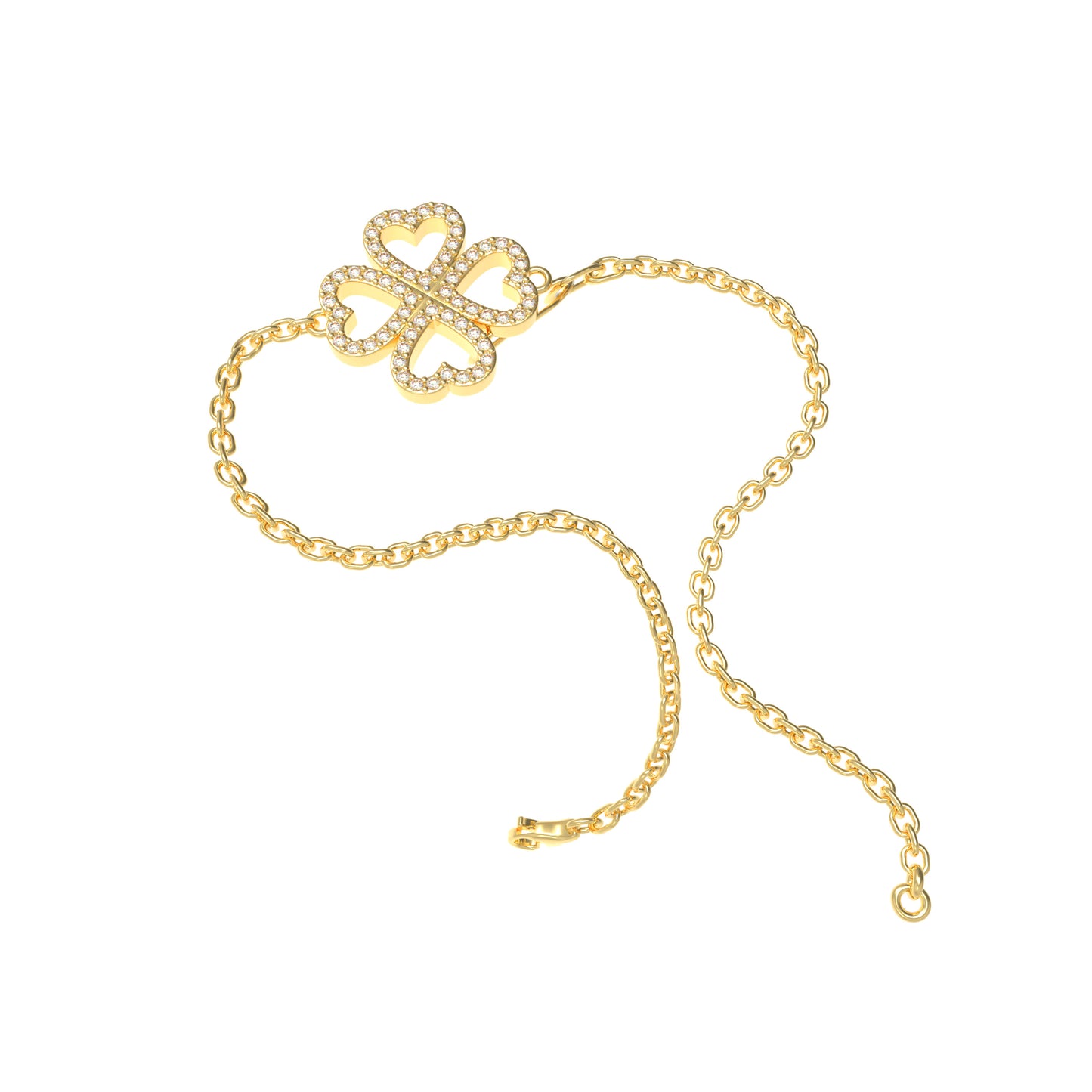0.4CT Lab Grown Diamond Heart Lucky Bracelet, 10K/14K Solid Gold Hypoallergenic Dainty Bracelet, Jewelry Gift for Women Anniversary Holiday Birthday