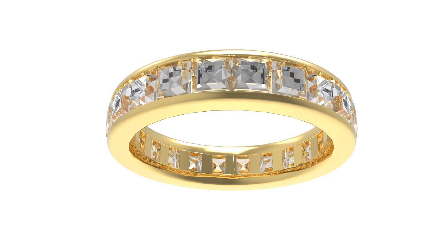 3ct Princess Cut Lab Grown Diamond Gold Eternity Ring for Women, VVS1 D-E Color Solid Gold Wedding Band