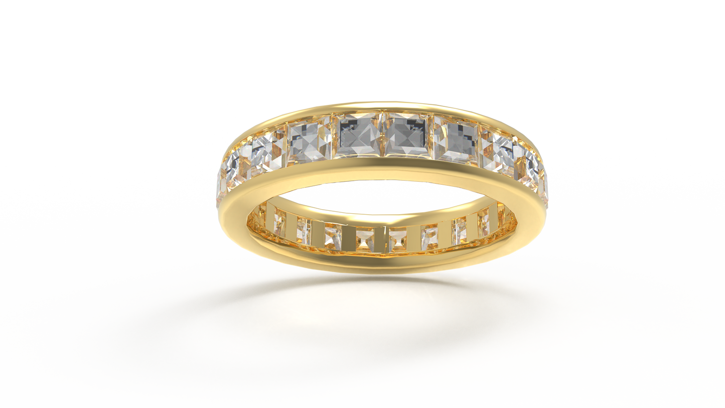 3ct Princess Cut Lab Grown Diamond Gold Eternity Ring for Women, VVS1 D-E Color Solid Gold Wedding Band
