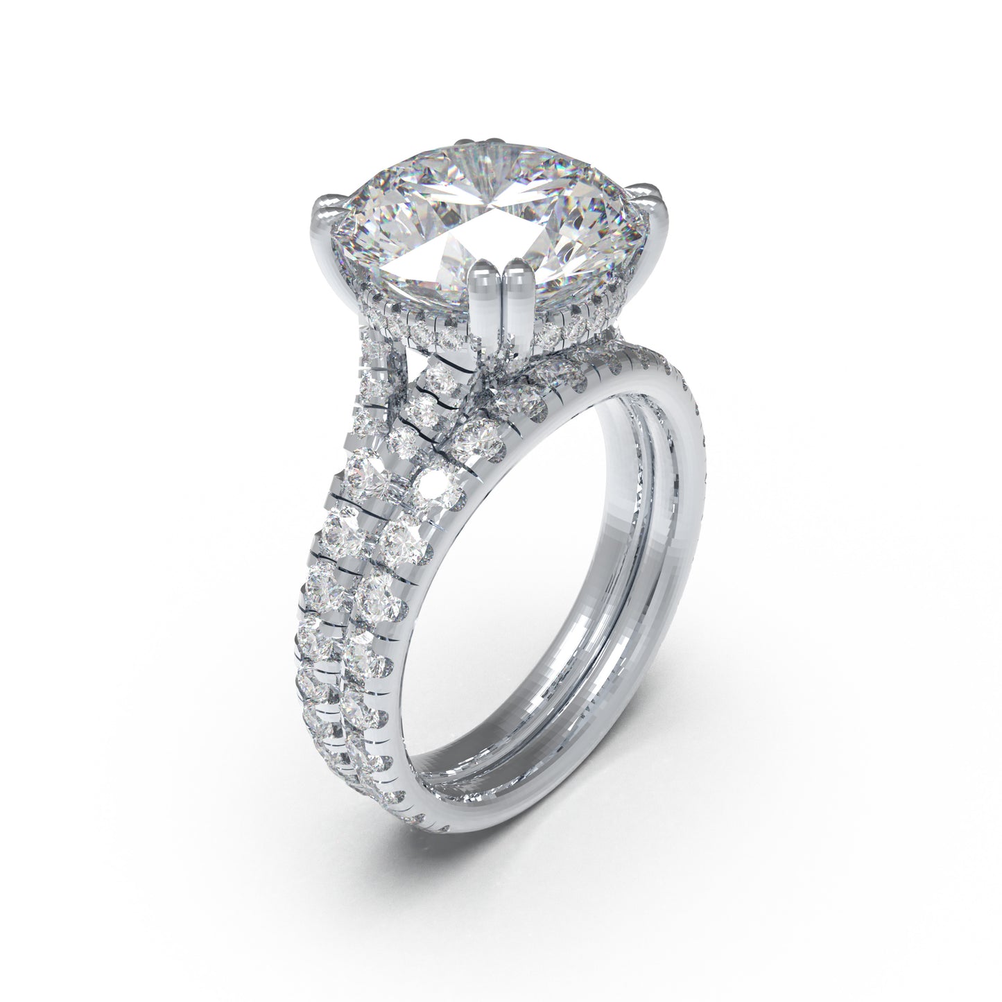 5ct VS1 Lab Diamond 950 Platinum Engagement Ring & Curved Wedding Band Set