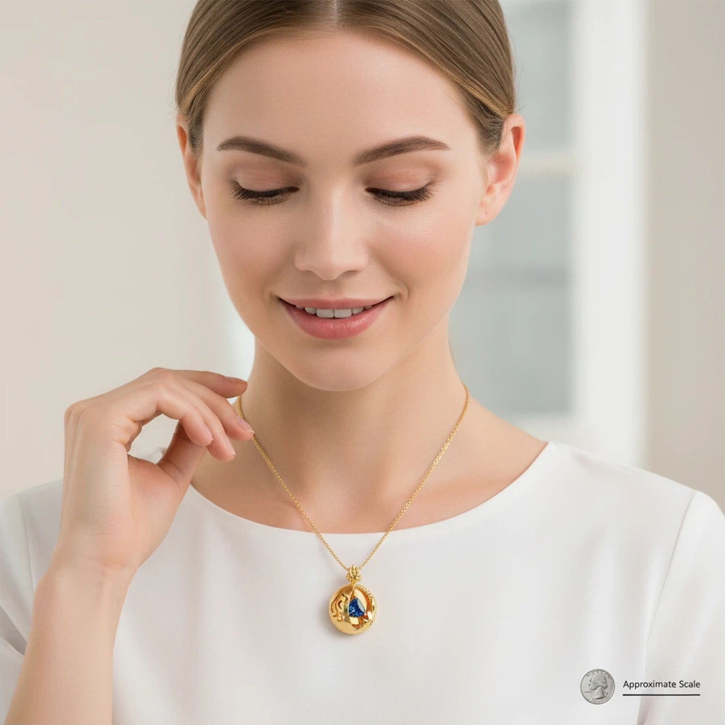 Lab-Grown 1CT Sapphire Pendant Necklace with 6 VVS1-VVS2 D-E Color Diamonds, 10K/14K White/Yellow/Rose Gold & Platinum, Ideal Gift for Anniversary/Valentine’s Day/Christmas