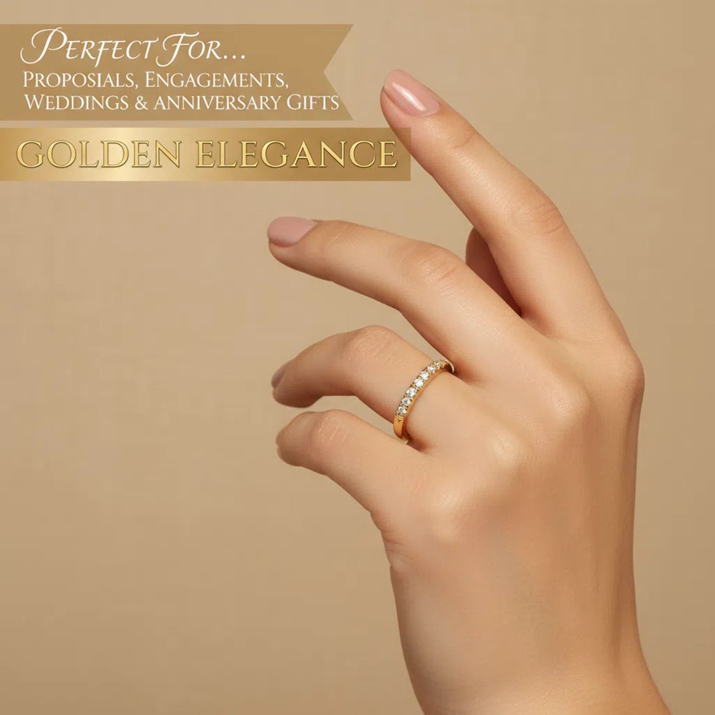 Ophelia Eternity [Multiple Materials Available] Lab - Grown Diamond Ring, Luxury Diamond - Row Ring with 9K/14K/18K Yellow Gold Options