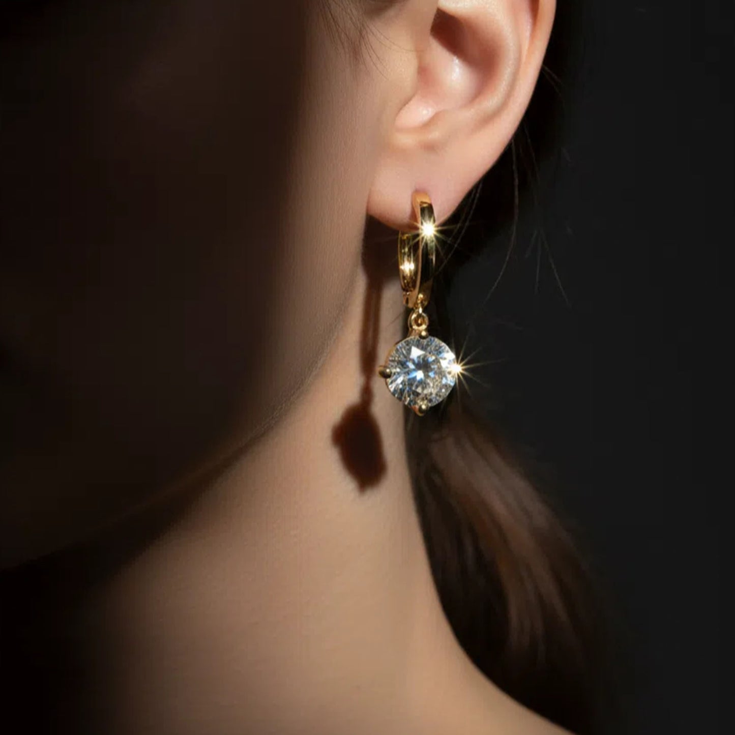 Handmade Dangle Earrings with Lab - Grown Diamonds (0.5CT/1CT per Stone, 2 Stones), 9K/14K/18K White Gold/Yellow Gold/Rose Gold & Platinum Optional