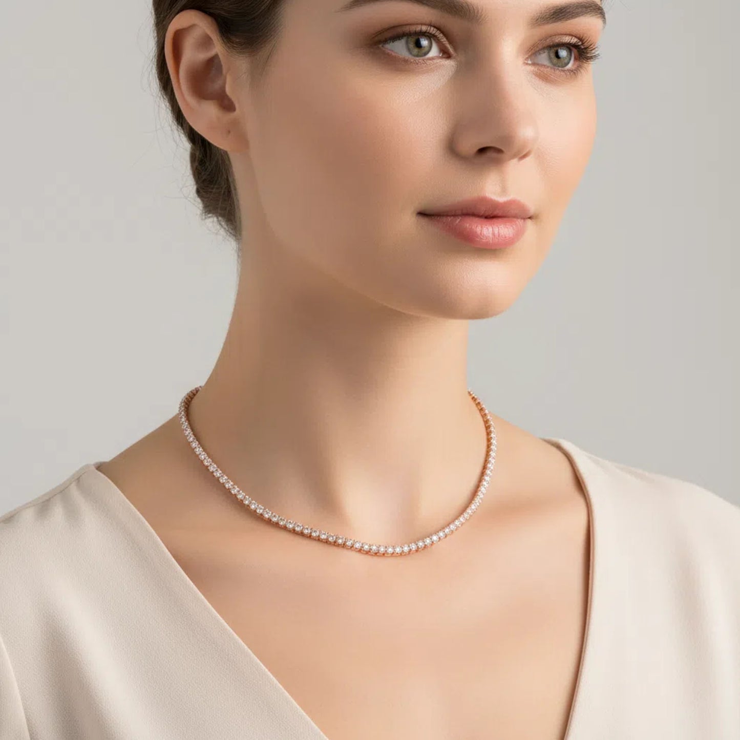 Classic Lab-Grown Diamond Tennis Necklace - Customize in 14K Gold or Platinum | Total Diamond Weight: 13.7-24ct