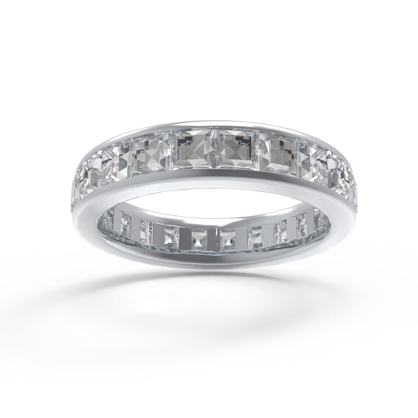 3ct Princess Cut Lab Grown Diamond Gold Eternity Ring for Women, VVS1 D-E Color Solid Gold Wedding Band