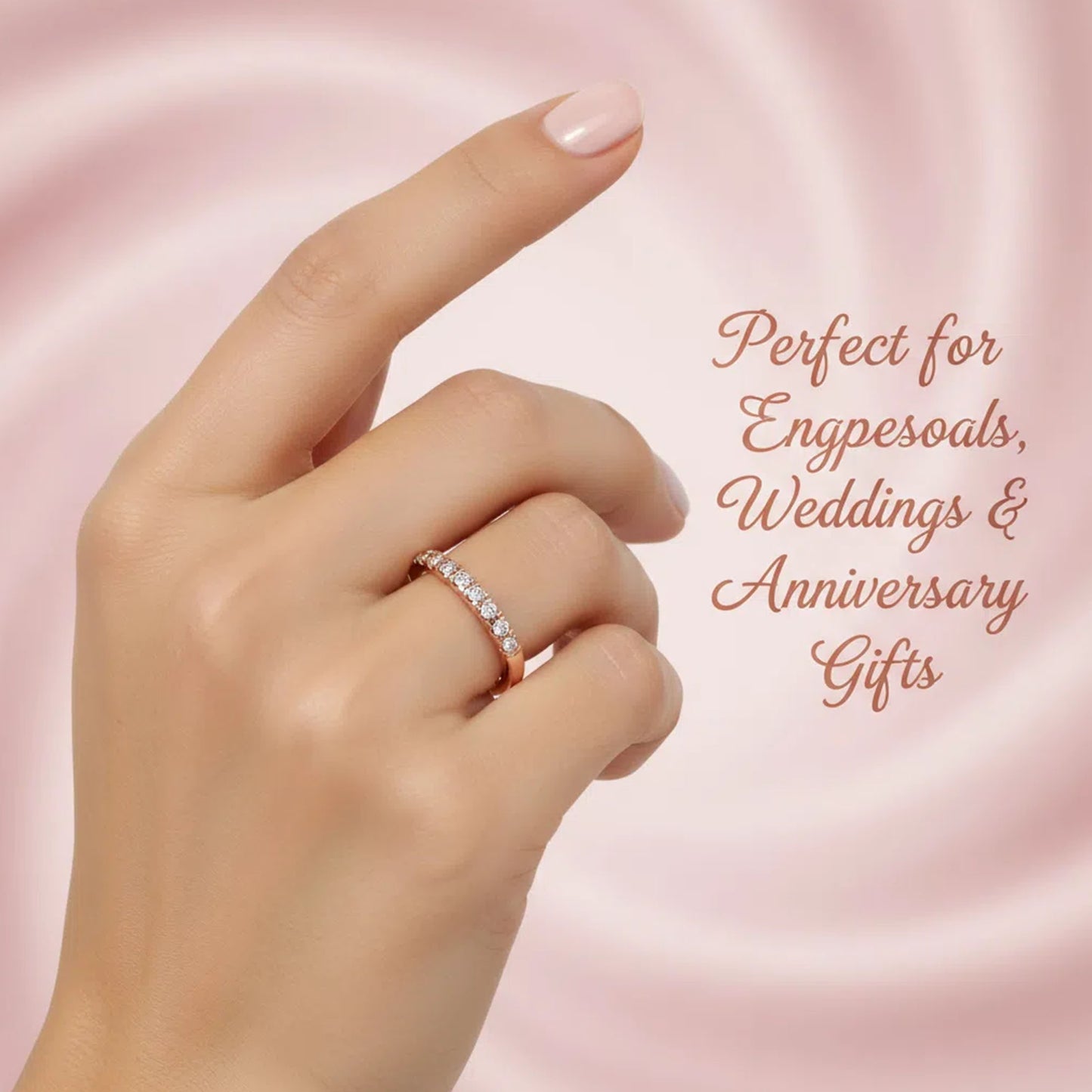 Ophelia Eternity [Multiple Materials Available] Lab - Grown Diamond Ring, Luxury Diamond - Row Ring with 9K/14K/18K Rose Gold Options