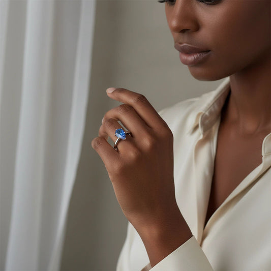 2ct Lab-Grown Lab-grown sapphire Gemstone Ring 10K/14K White Gold & 950 Platinum | Anniversary Engagement Wedding Gift