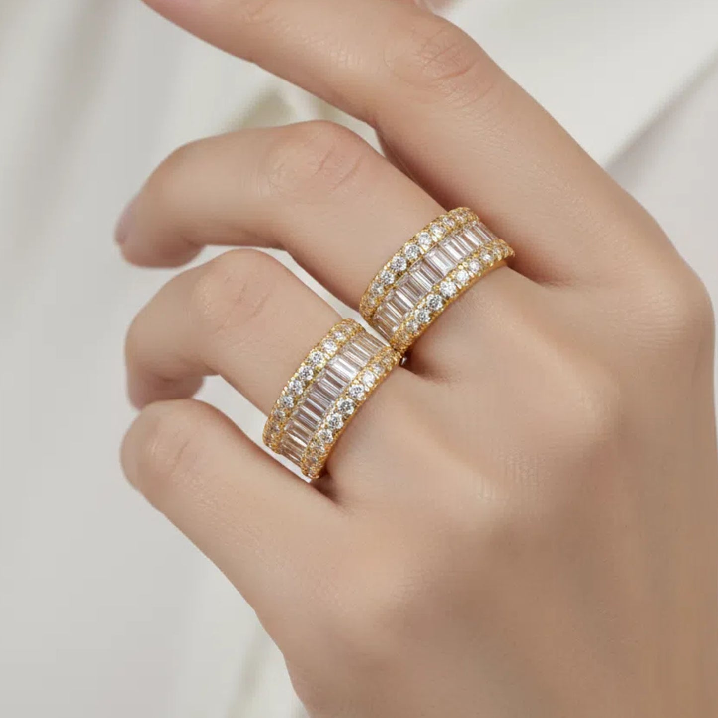 10K/14K/18K Yellow Gold 1CT Round & 2CT Eternity Ring with Fancy Cut Lab Grown Diamonds (D-E Color, VVS1-VVS2 Clarity) - Ideal for Wedding, Proposal, Anniversary