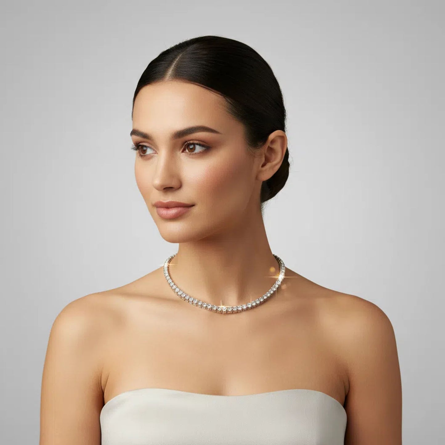 Classic Lab-Grown Diamond Tennis Necklace - Customize in 18K Gold | Total diamond carat weight: 13.7-24ct