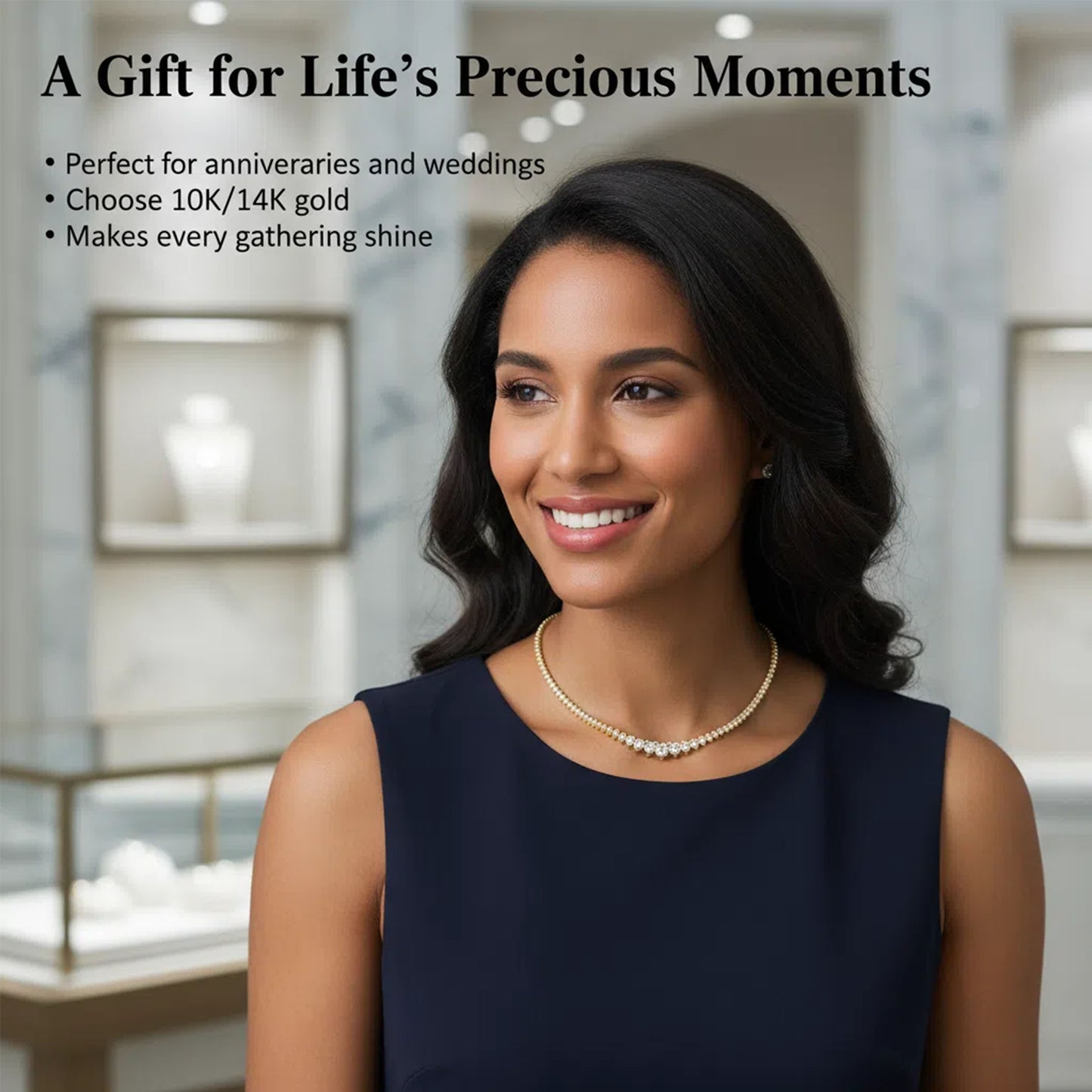 Lab-Grown Diamond Necklace, 8ct/10ct D-E Color VVS1-VVS2, 10K/14K Yellow Gold, 16 Inch Anniversary & Wedding Gift for Women
