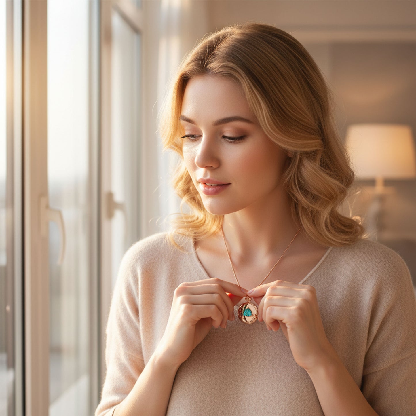 Lab-Grown 1CT Paraíba Pendant Necklace with 6 VVS1-VVS2 D-E Color Diamonds, 10K/14K White/Yellow/Rose Gold & Platinum, Perfect Gift for Anniversary/Valentine’s Day/Christmas