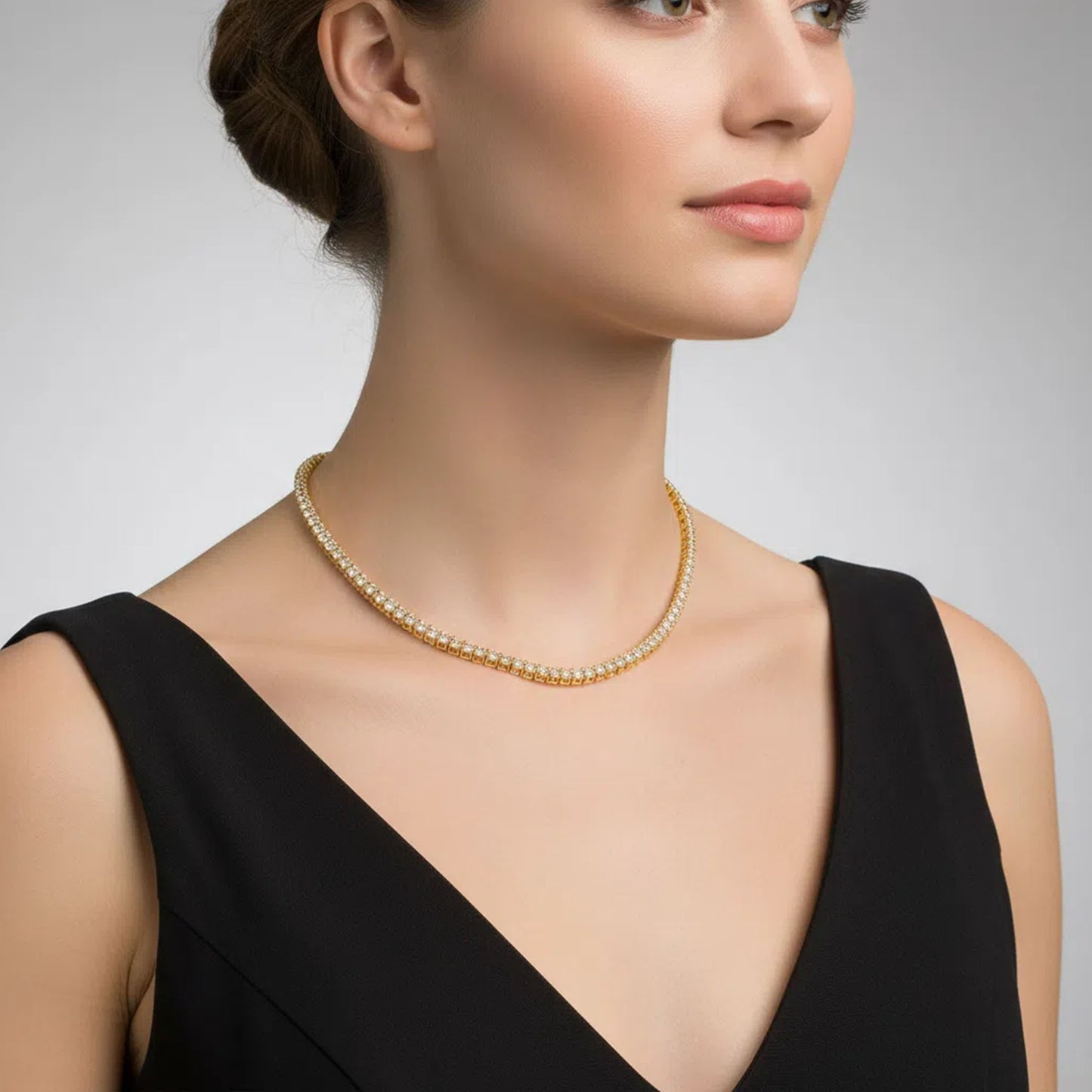 Classic Lab-Grown Diamond Tennis Necklace - Customize in 18K Gold | Total diamond carat weight: 13.7-24ct