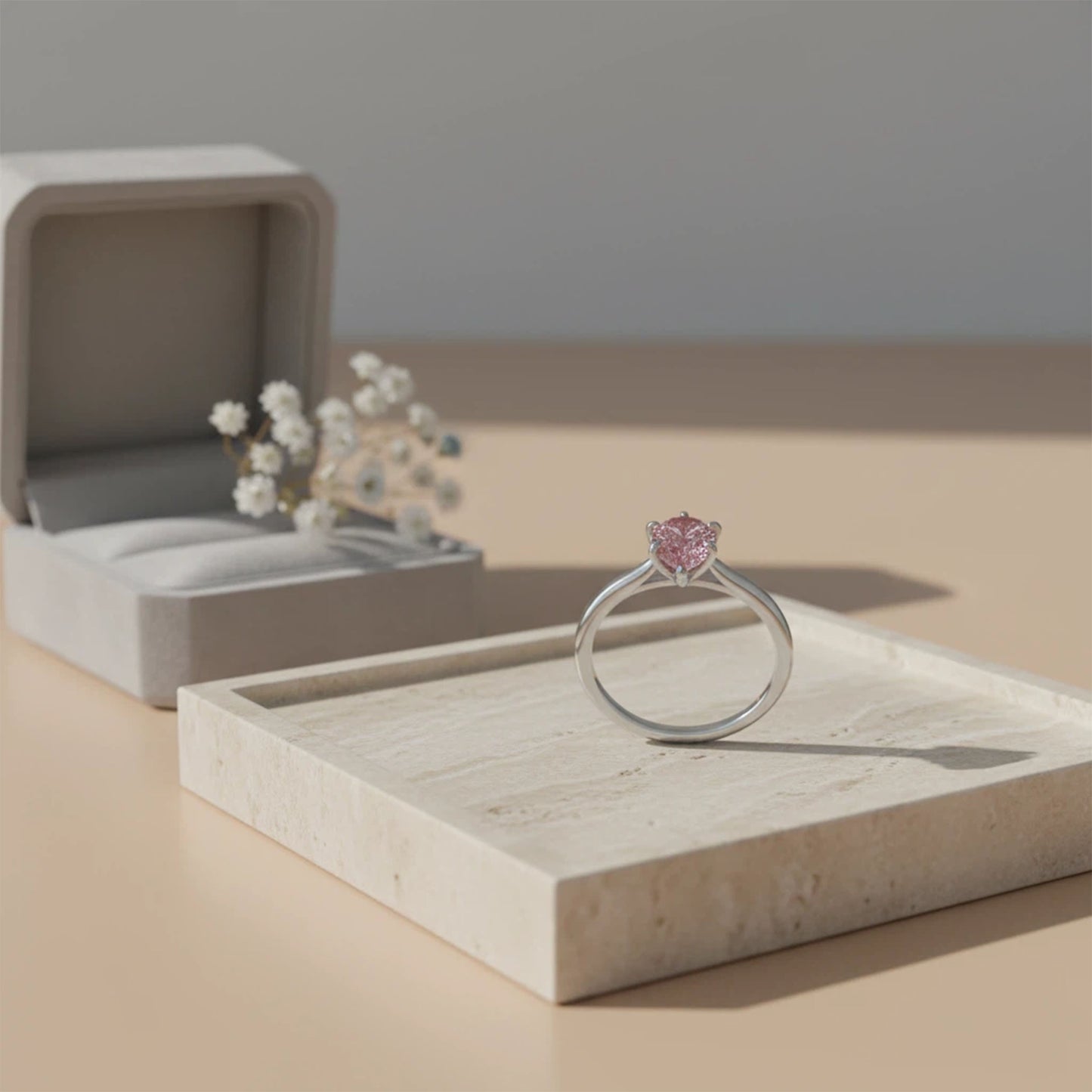 2ct Lab-grown Pink Sapphire Ring 10K/14K White Gold & 950 Platinum | Anniversary Engagement Wedding Gift