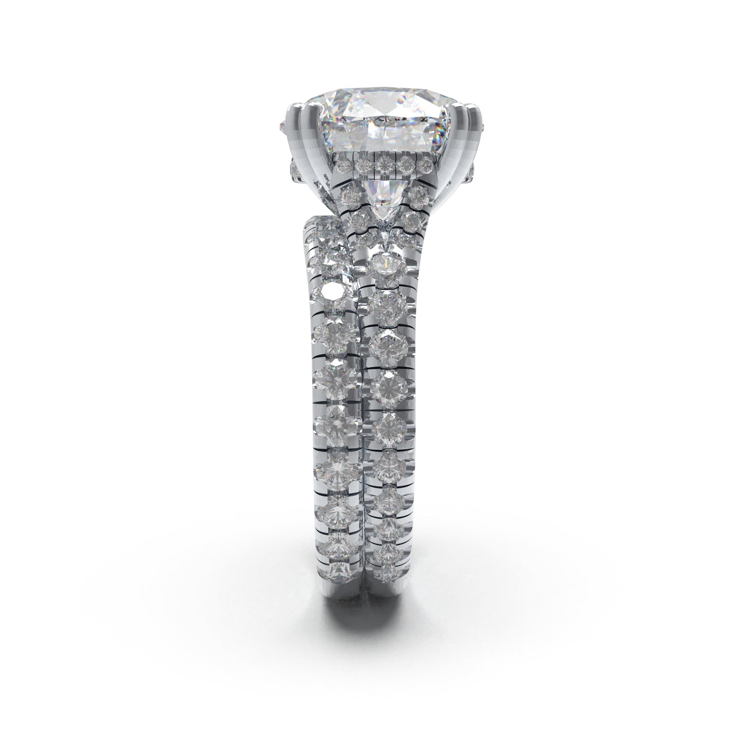 5ct VS1 Lab Diamond 950 Platinum Engagement Ring & Curved Wedding Band Set