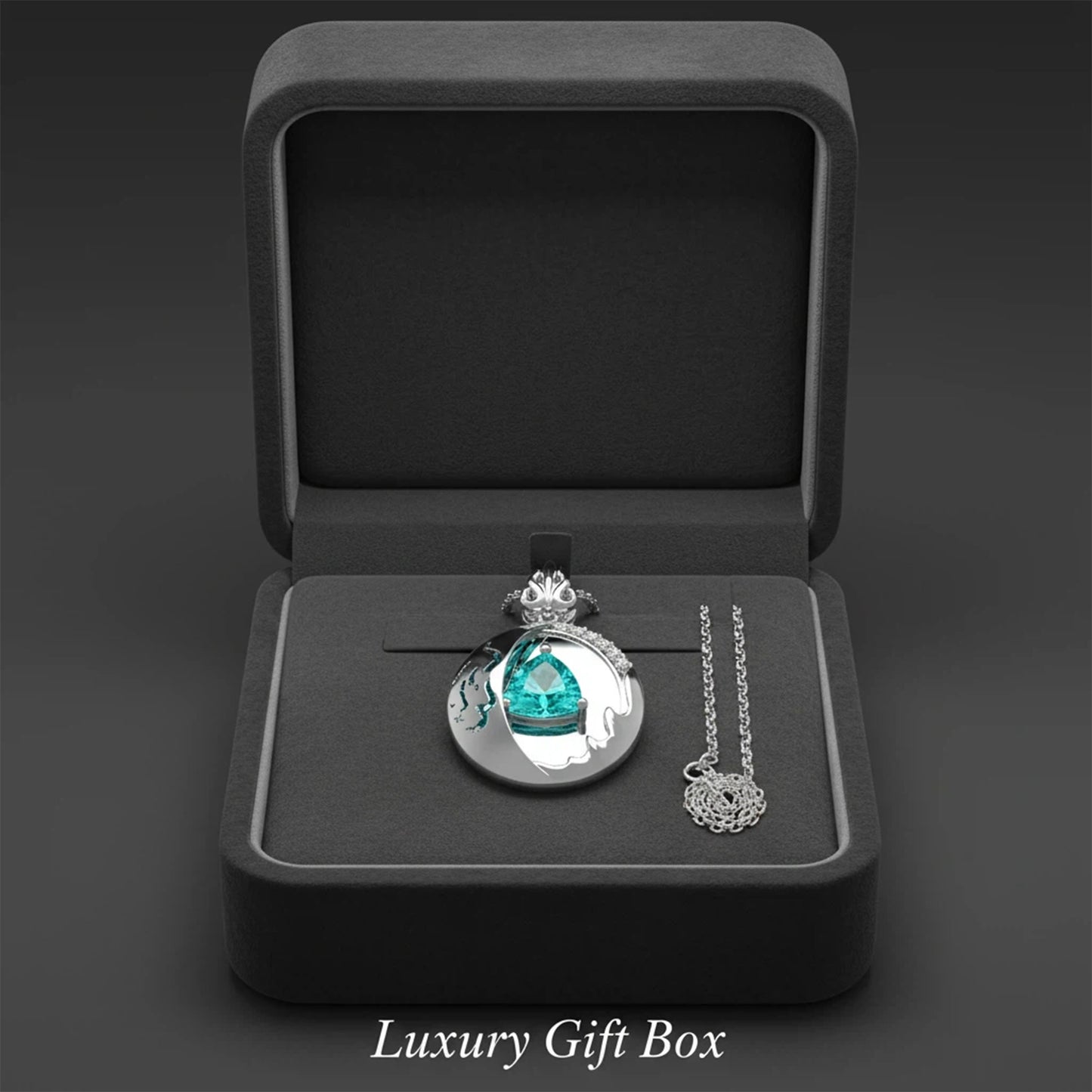 Lab-Grown 1CT Paraíba Pendant Necklace with 6 VVS1-VVS2 D-E Color Diamonds, 10K/14K White/Yellow/Rose Gold & Platinum, Perfect Gift for Anniversary/Valentine’s Day/Christmas