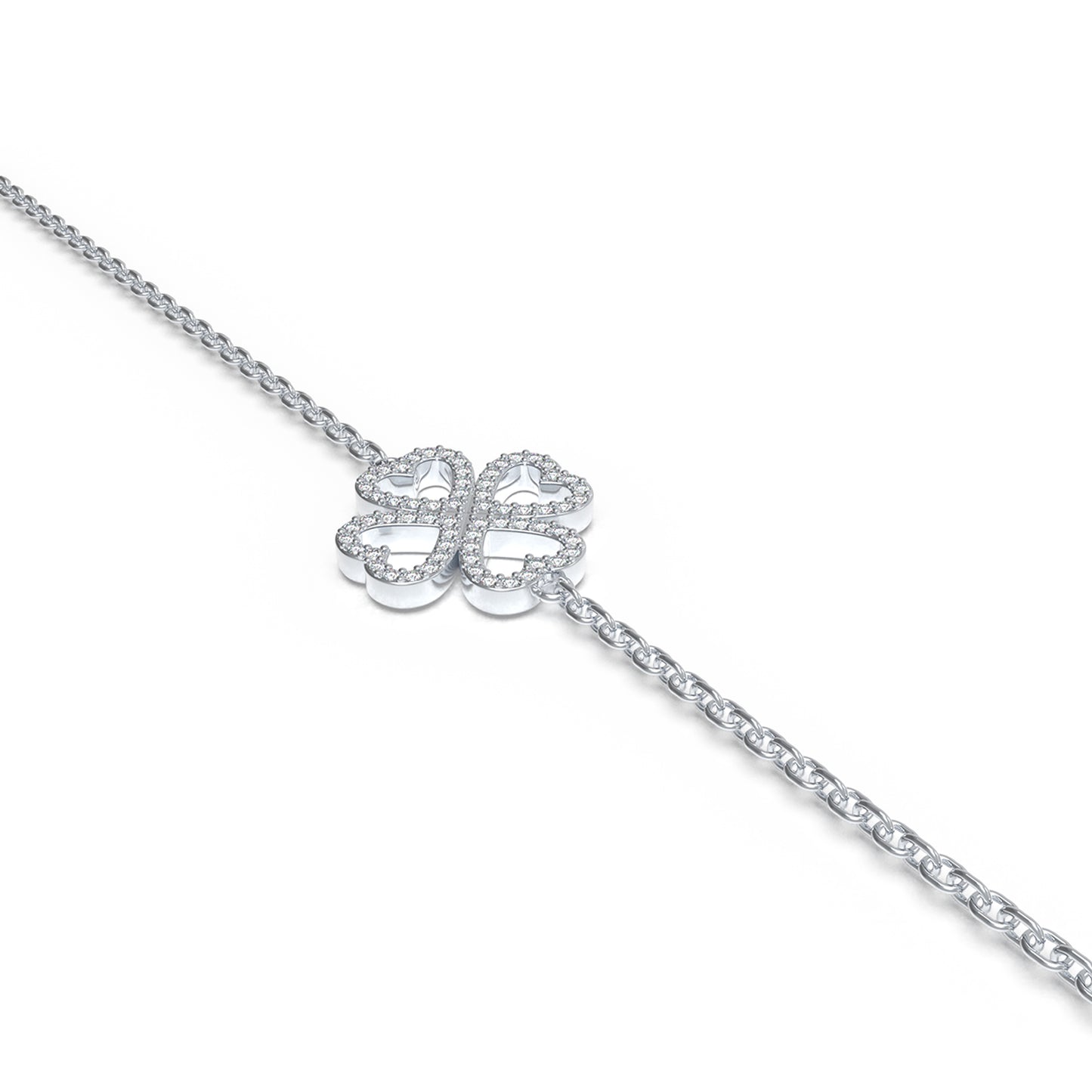 0.4CT Lab Grown Moissanite Heart Lucky Bracelet, 925 Sterling Silver Hypoallergenic Dainty Bracelet, Jewelry Gift for Women Anniversary Holiday Birthday