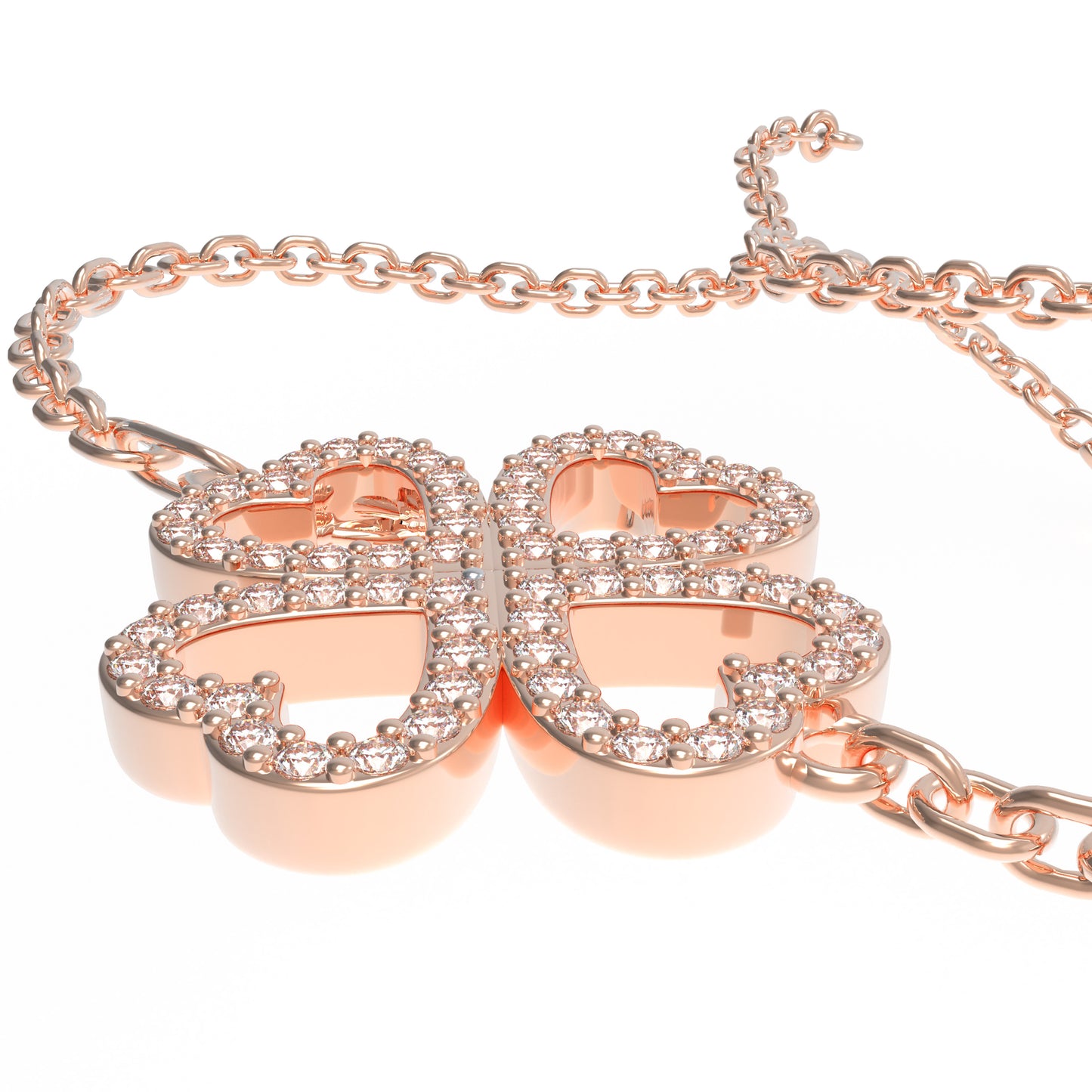 0.4CT Lab Grown Diamond Heart Lucky Bracelet, 10K/14K Solid Rose Gold Hypoallergenic Dainty Bracelet, Jewelry Gift for Women Anniversary Holiday Birthday