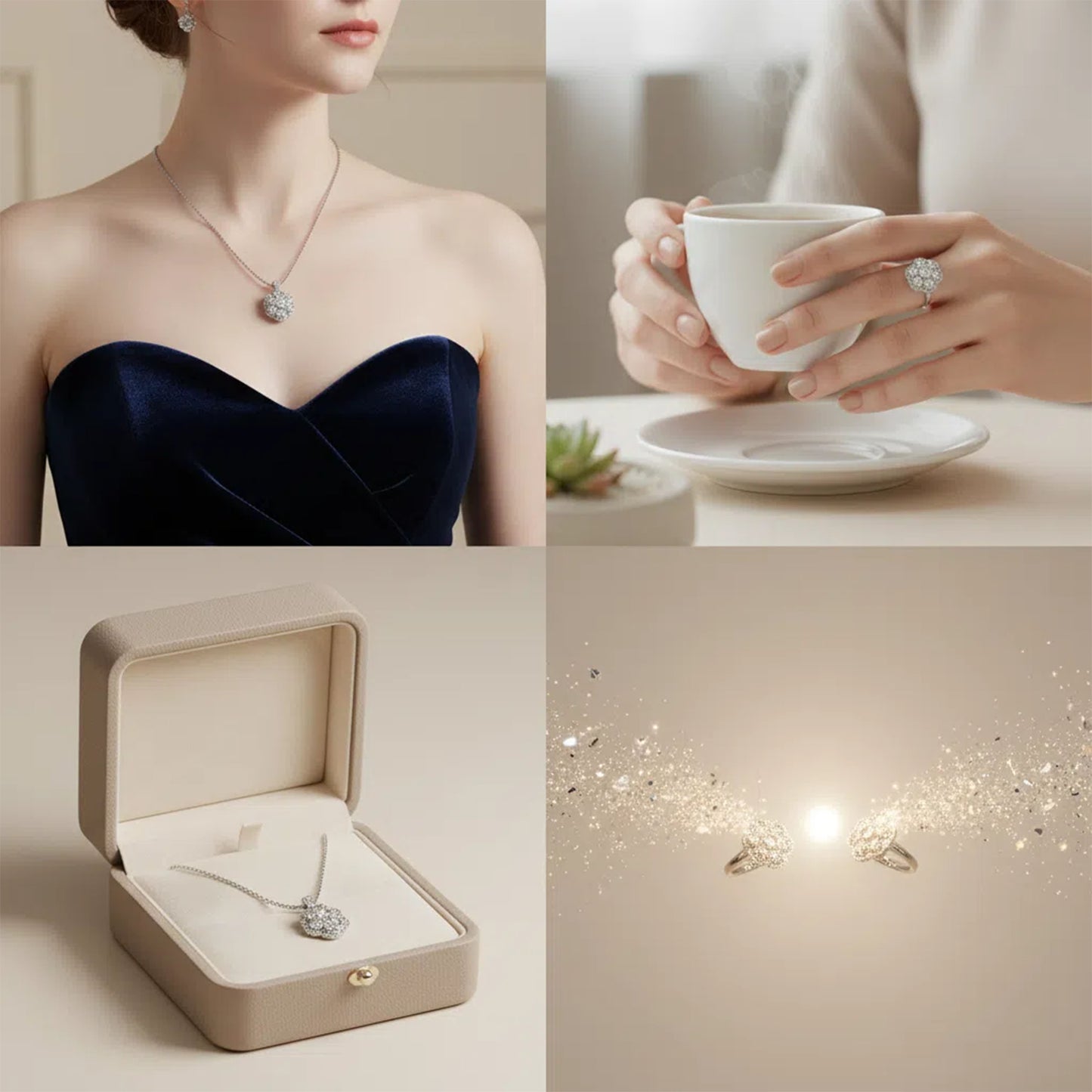 2-in-1 Convertible Lab Grown Diamond Jewelry Set: Pendant Necklace & Ring (10K/14K White Gold, 950 Platinum, VVS1-VVS2 D-E Color, Handcrafted Luxury)