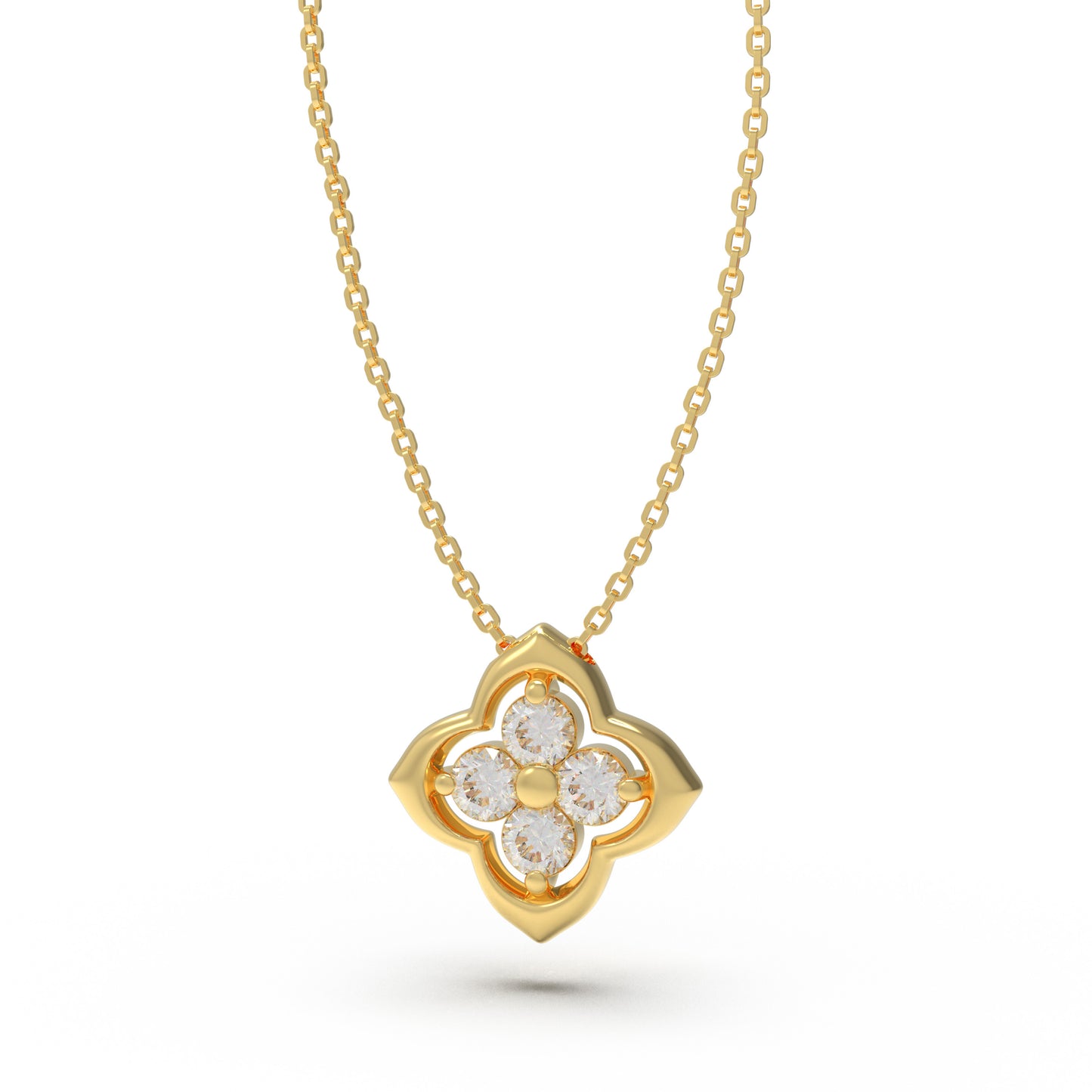 Women's Yellow Gold Pendant Necklace, 0.4ct Lab-Grown Diamond, Song Dynasty Aesthetics Jewelry, Ideal Gift for Sister, Mother, Lover, Client