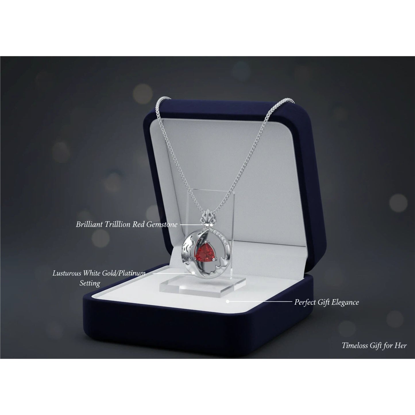 Lab-Grown 1CT Ruby Pendant Necklace with 6 VVS1-VVS2 D-E Color Diamonds, 10K/14K White/Yellow/Rose Gold & Platinum, Ideal Gift for Anniversary/Valentine’s Day/Christmas