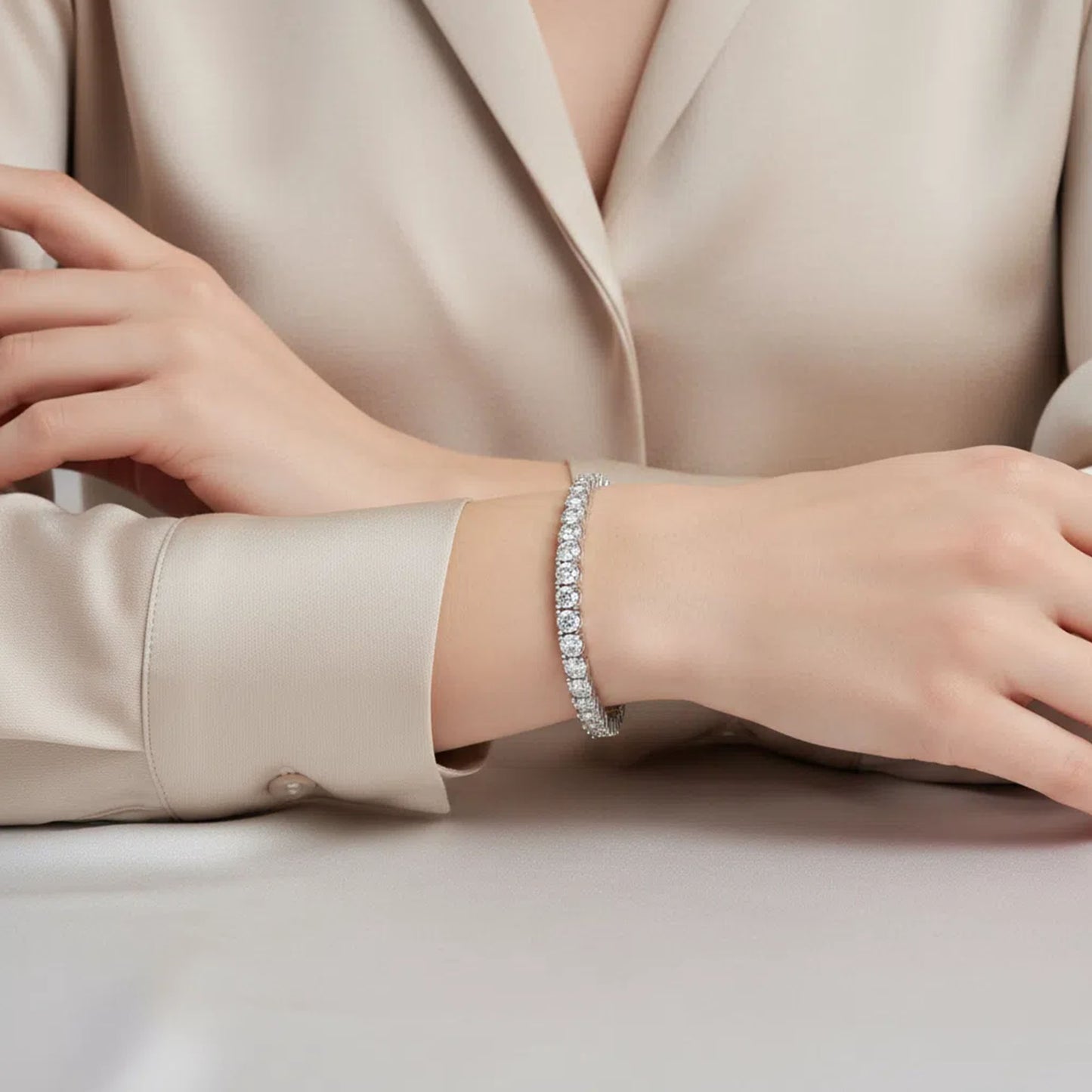 Ophelia Eternity 4-10ct 14K Gold Lab-grown diamond Tennis Bracelet, 4-Prong, D-VVS2/SI1 - Free Engraving