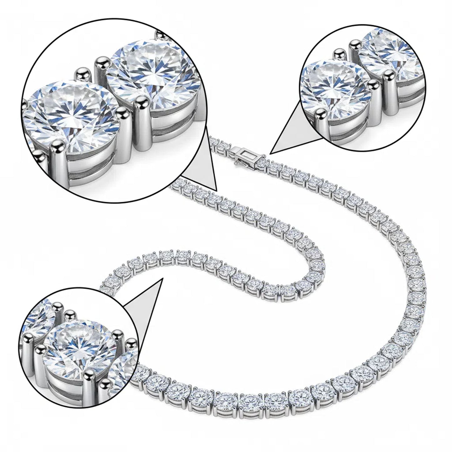 Classic Lab-Grown Diamond Tennis Necklace - Customize in 14K Gold or Platinum | Total Diamond Weight: 13.7-24ct